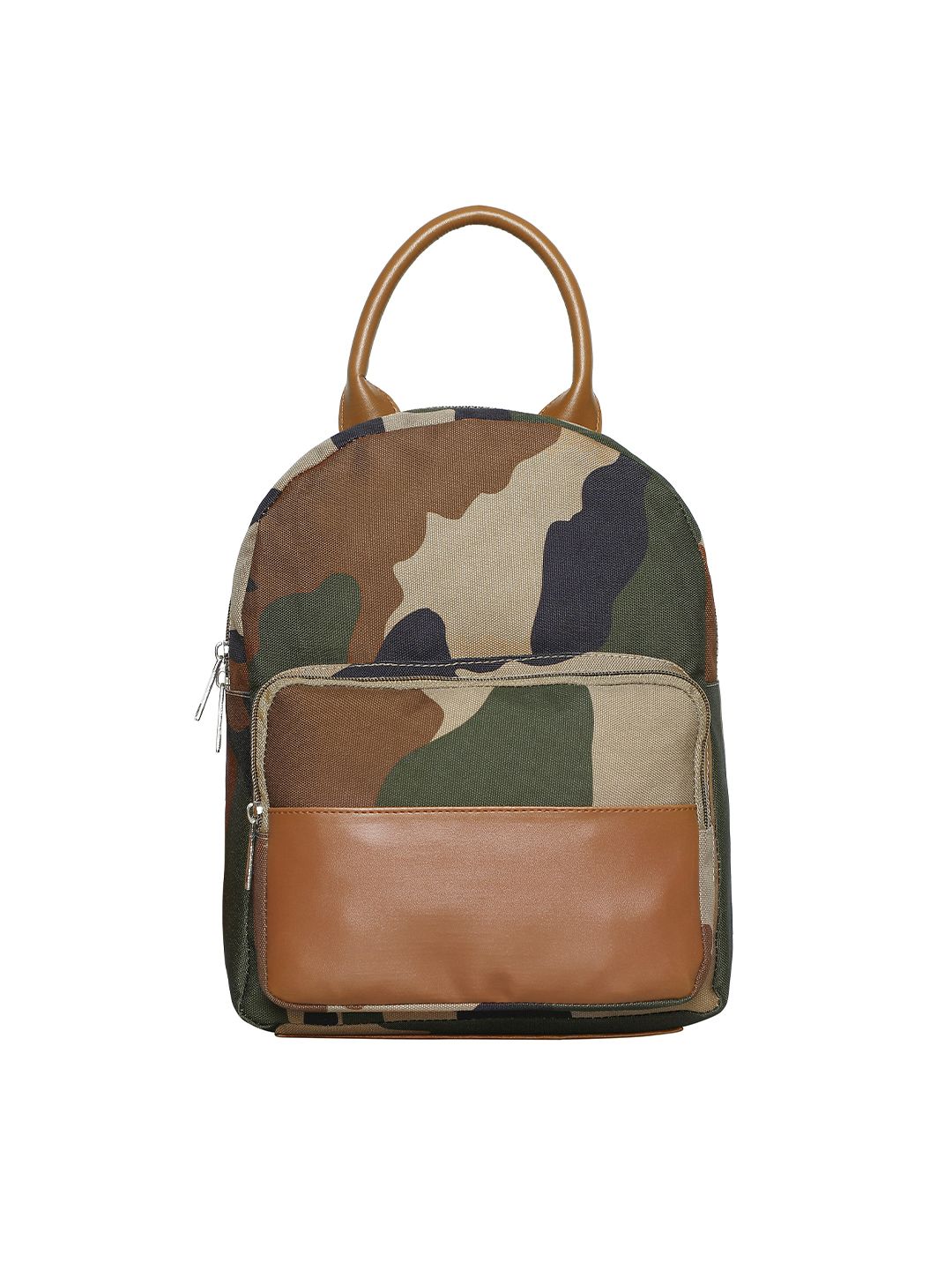 Toteteca Women Green & Brown Camouflage Backpack Price in India