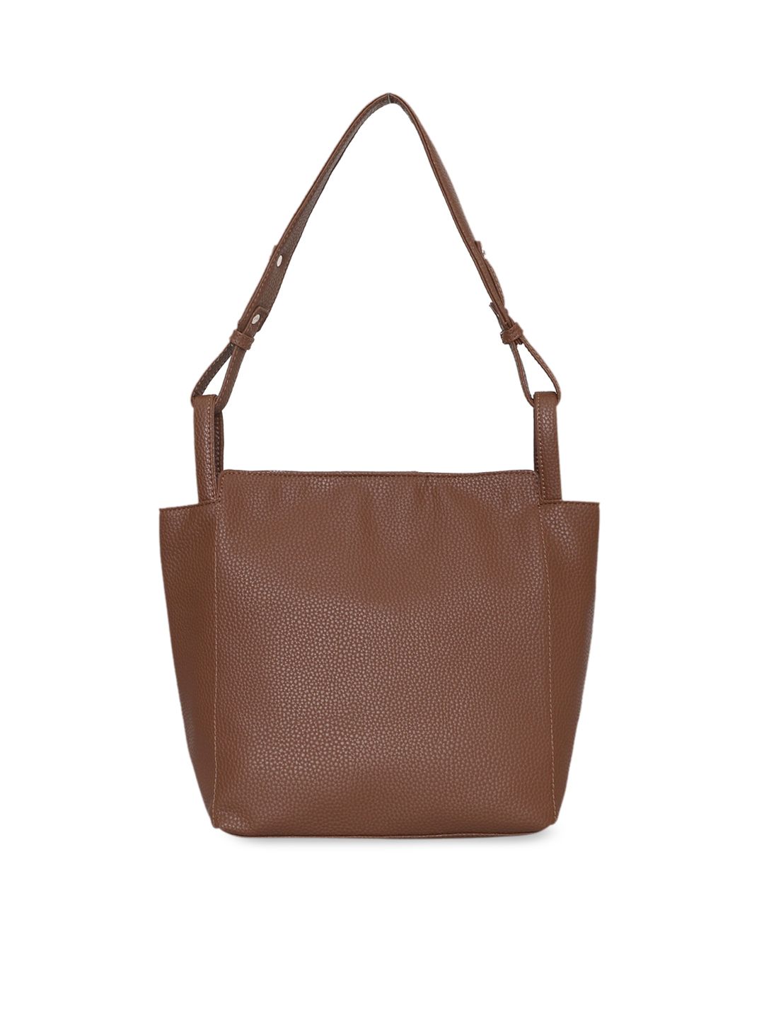 Toteteca Woman Brown Textured PU Structured Shoulder Bag Price in India