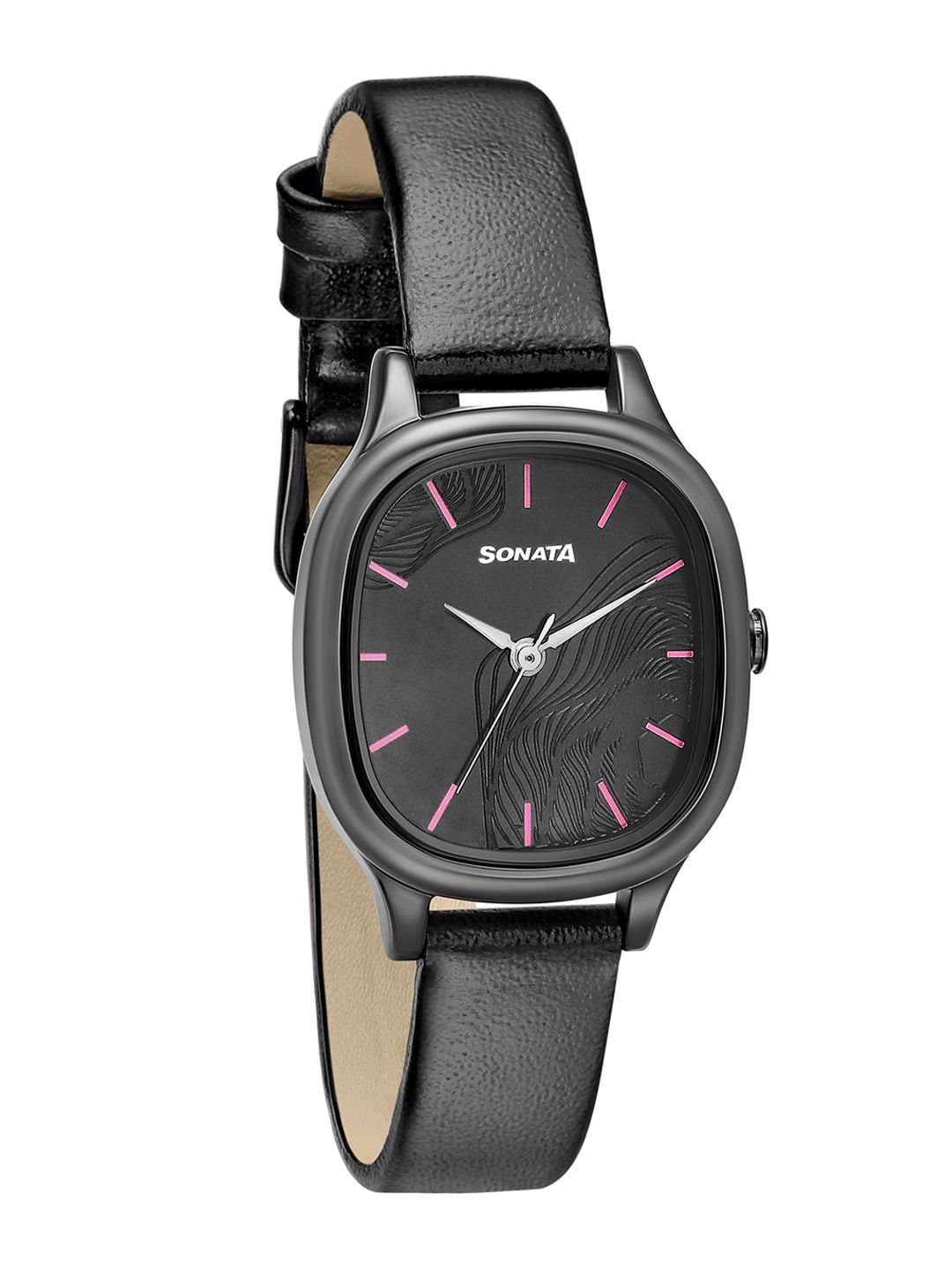 Sonata Women Black Brass Dial & Leather Straps Analogue Watch 8173NL01 Price in India