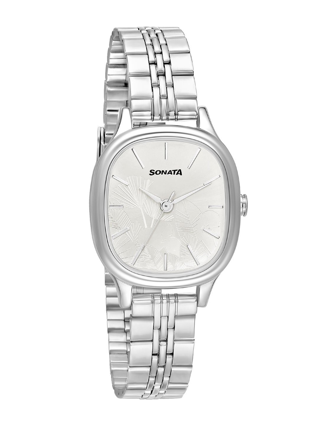 Sonata Women Silver-Toned Brass Dial & Steel Toned Bracelet Style Analogue Watch 8173SM01 Price in India