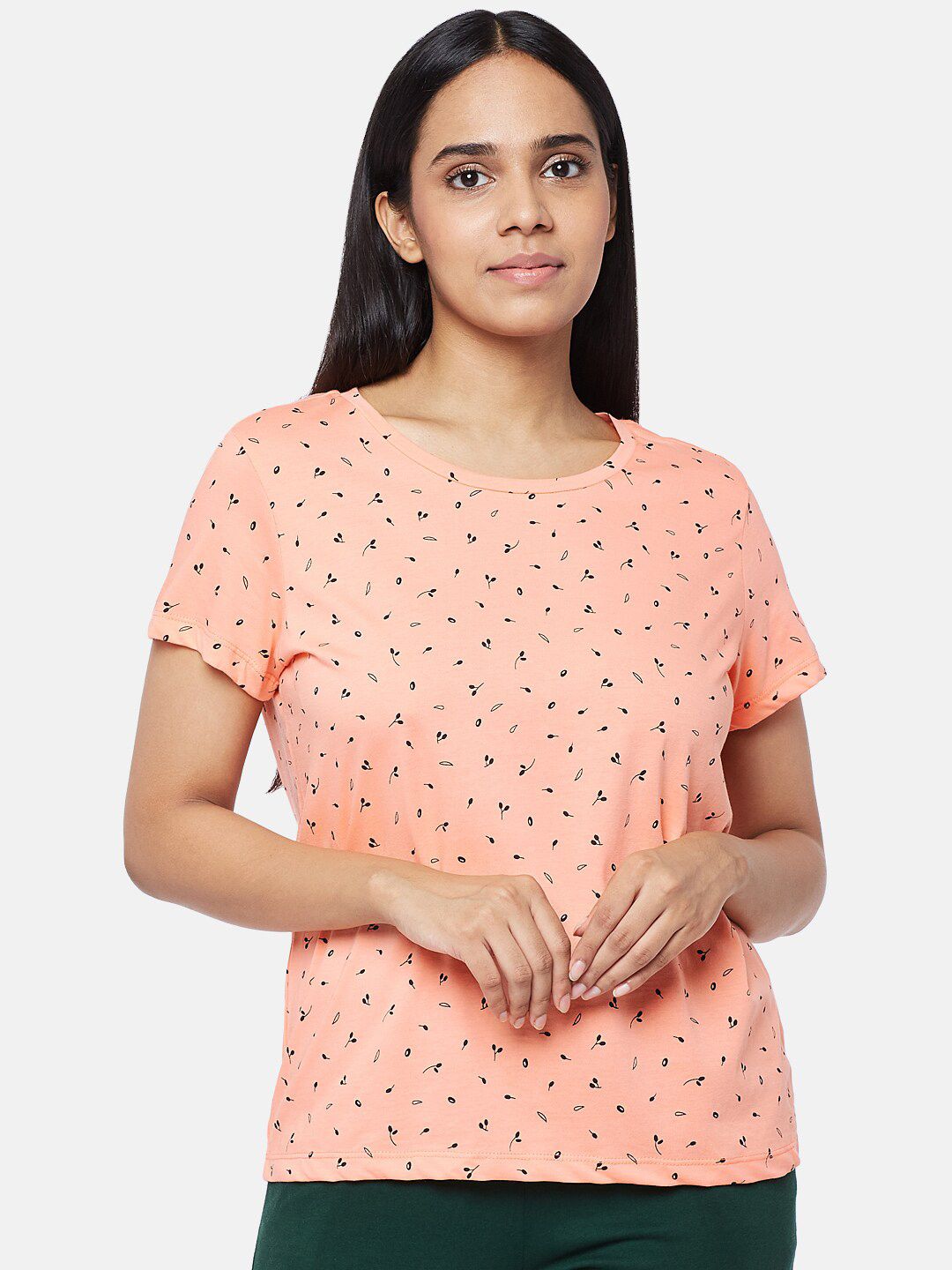 Dreamz by Pantaloons Women Pink Pure Cotton Printed Pure Cotton Lounge T-shirt Price in India