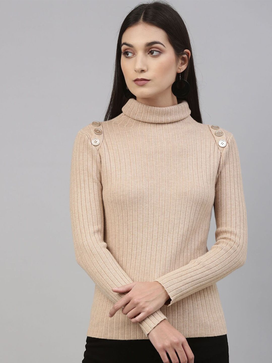 Insua Women Beige Pullover Sweater Price in India