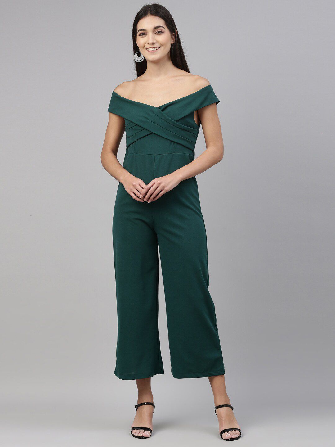 Insua Green Off-Shoulder Culotte Jumpsuit Price in India