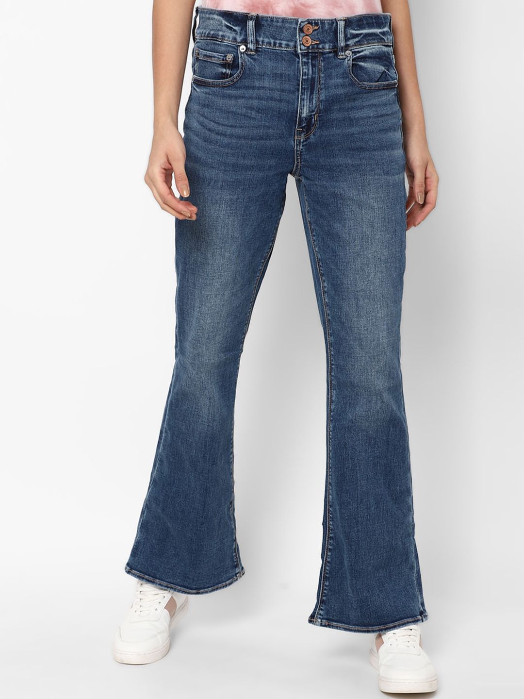 AMERICAN EAGLE OUTFITTERS Women Blue Bootcut Light Fade Jeans Price in India