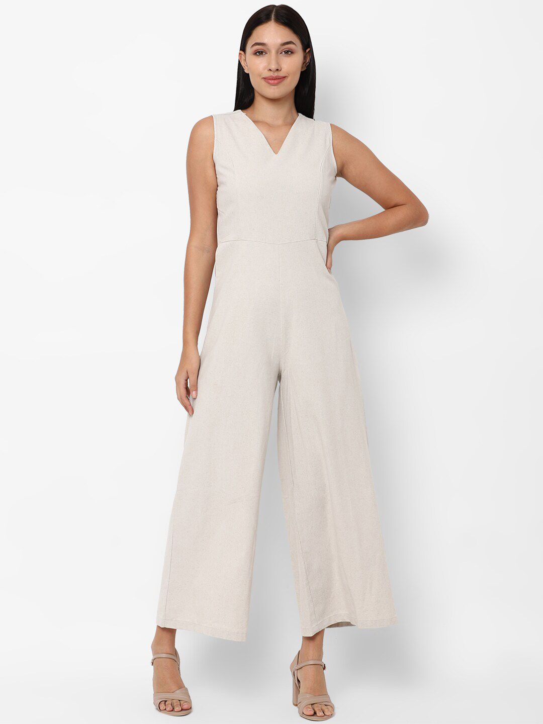 Allen Solly Woman Beige Basic Jumpsuit Price in India