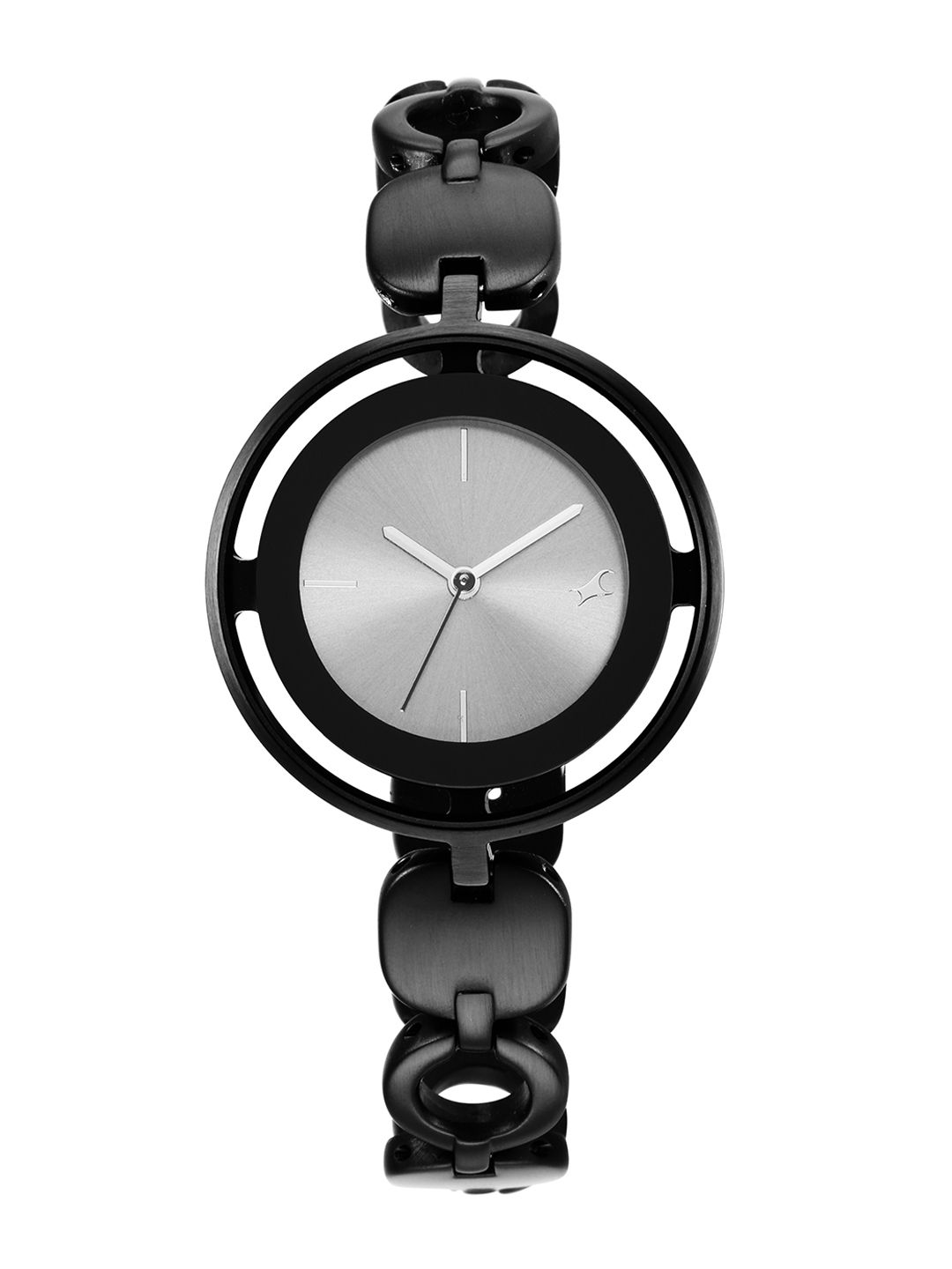 Fastrack Women Grey Brass Dial & Black Straps Analogue Watch Price in India