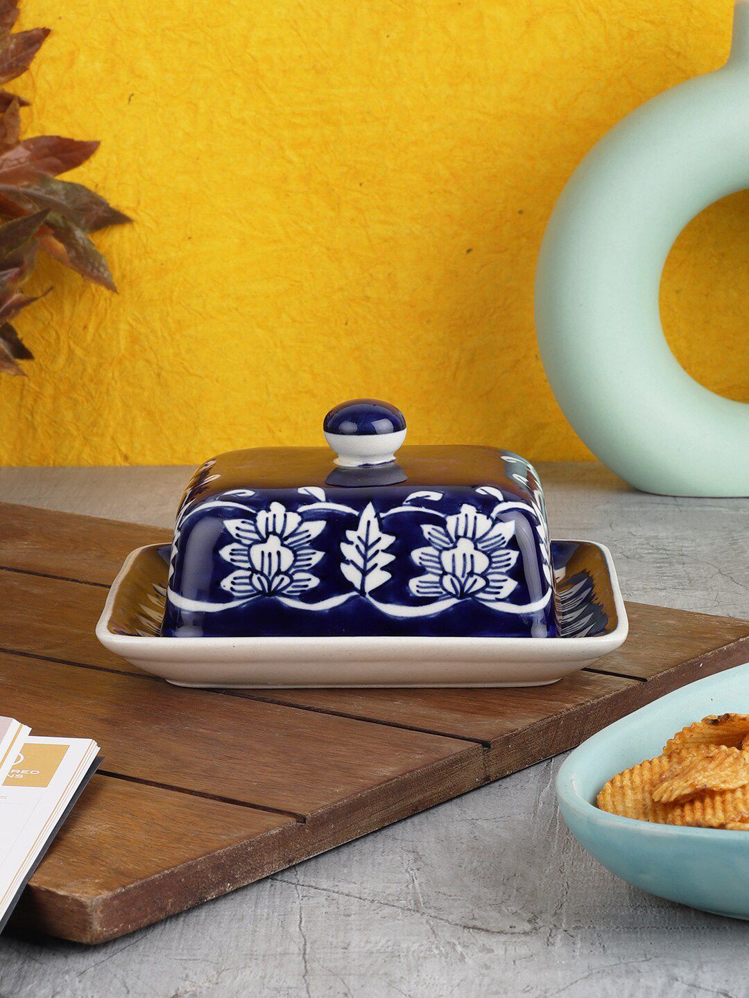 MIAH Decor Blue & White The Indigo Collection HandPainted Tray Price in India