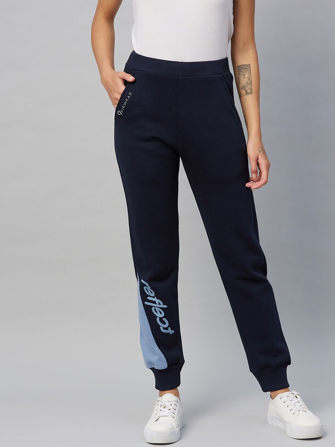 C9 AIRWEAR Women Navy Blue Solid Fleece Jogger Price in India