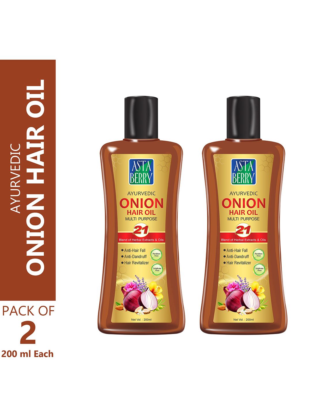 Astaberry Unisex Pack of 2 Onion Hair Oil- 400ml Price in India