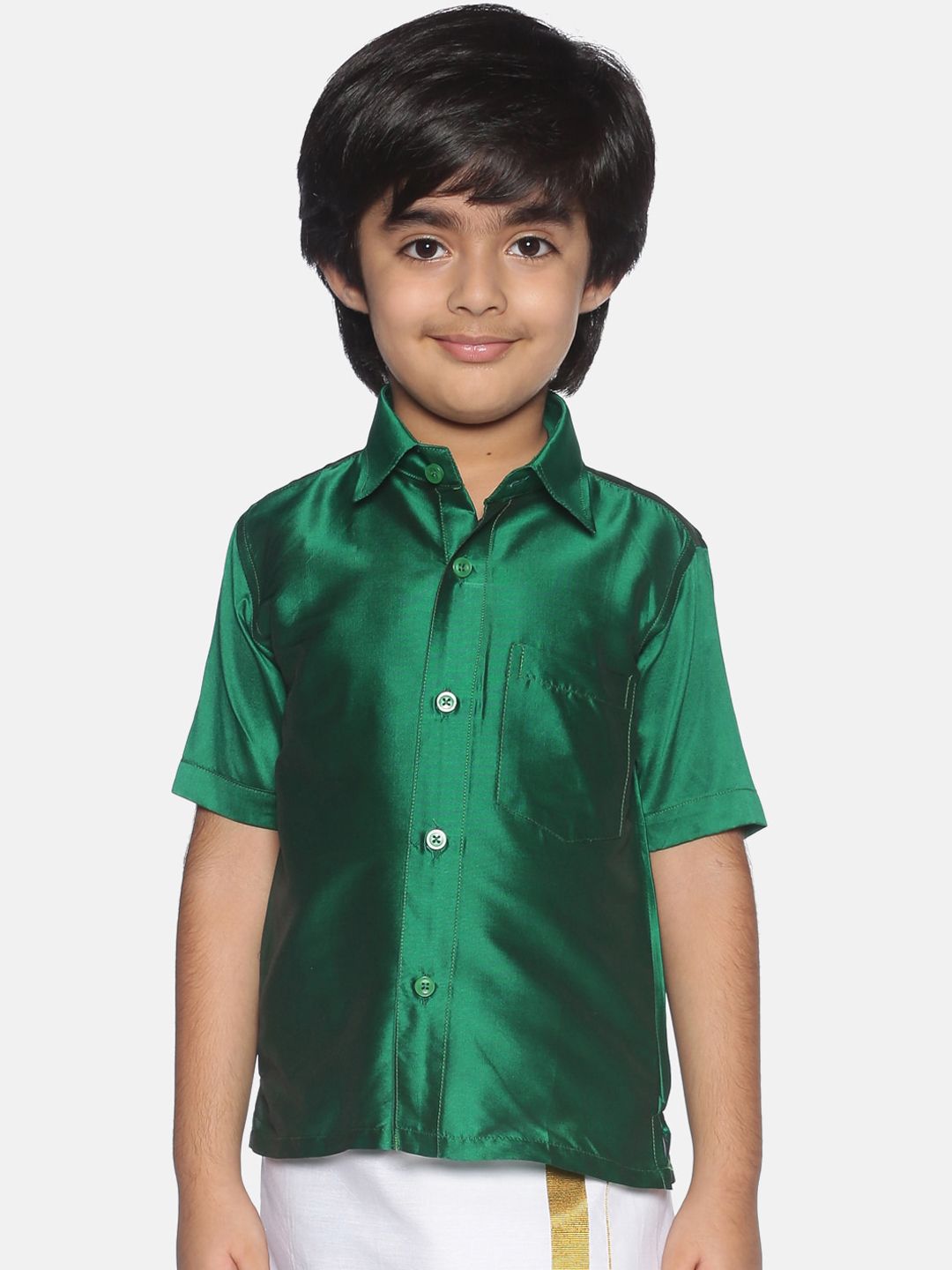 Sethukrishna Boys Green Classic Opaque Party Shirt