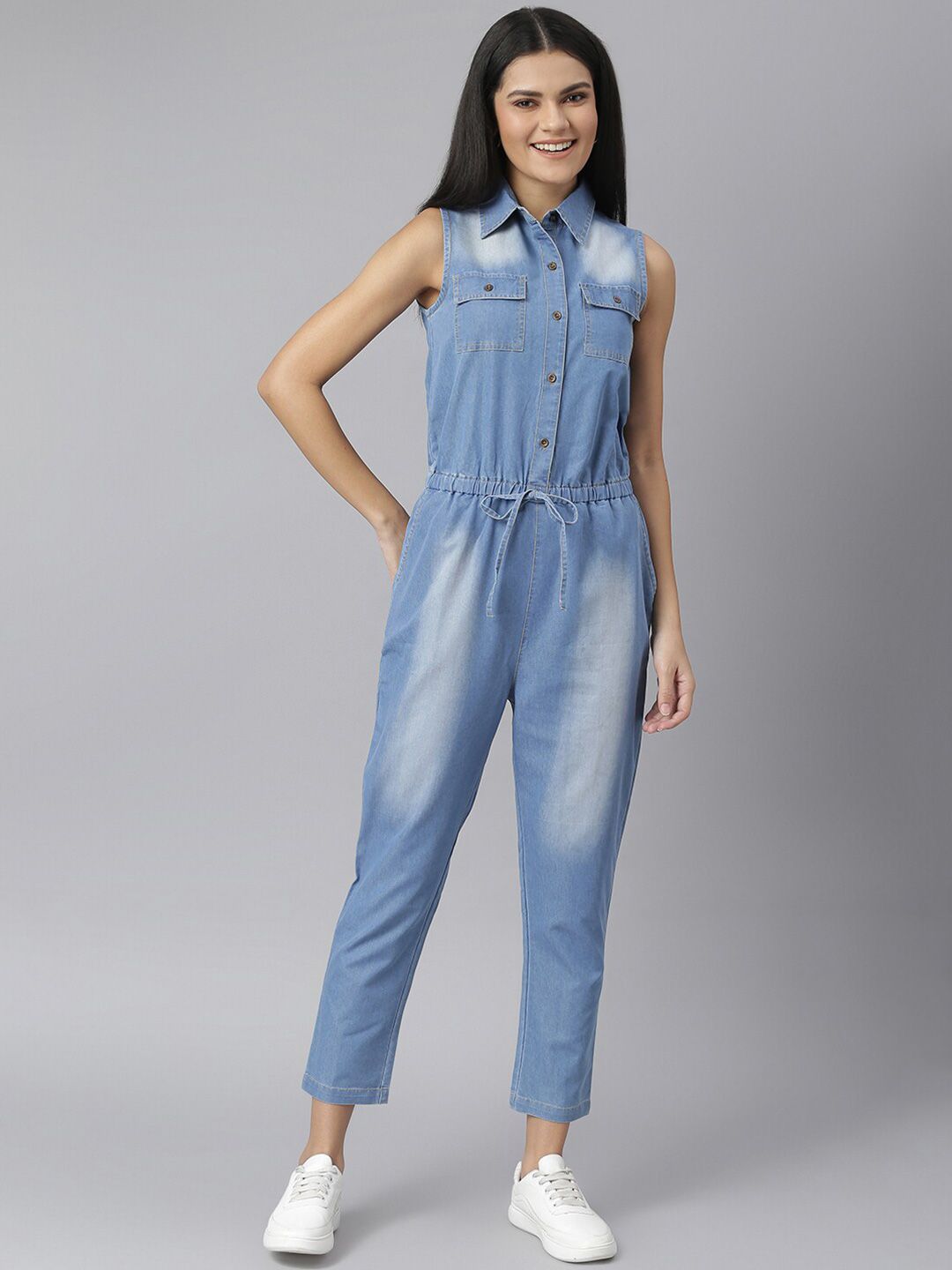 StyleStone Blue Denim Basic Jumpsuit Price in India