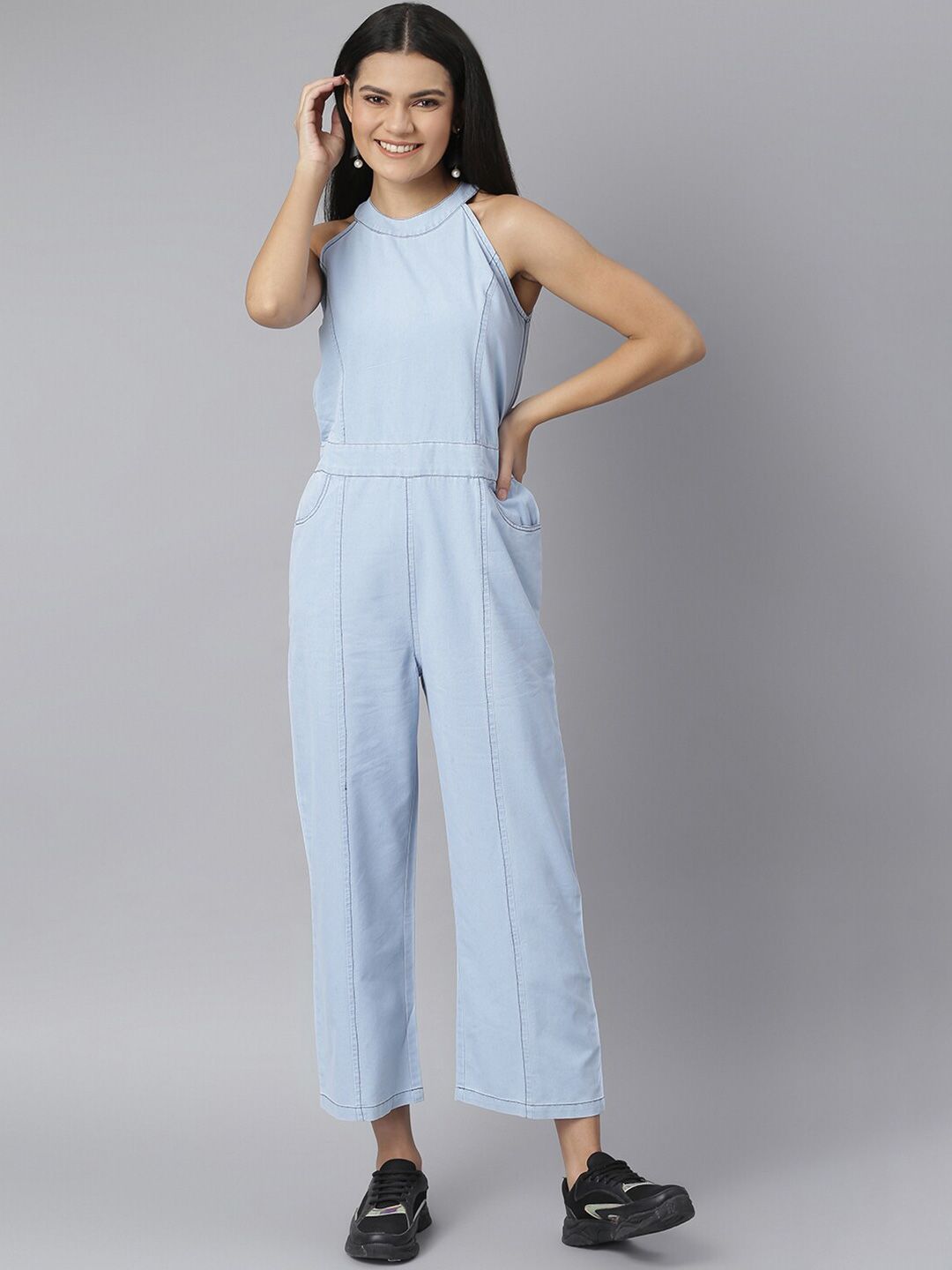 StyleStone Blue Denim Basic Jumpsuit Price in India