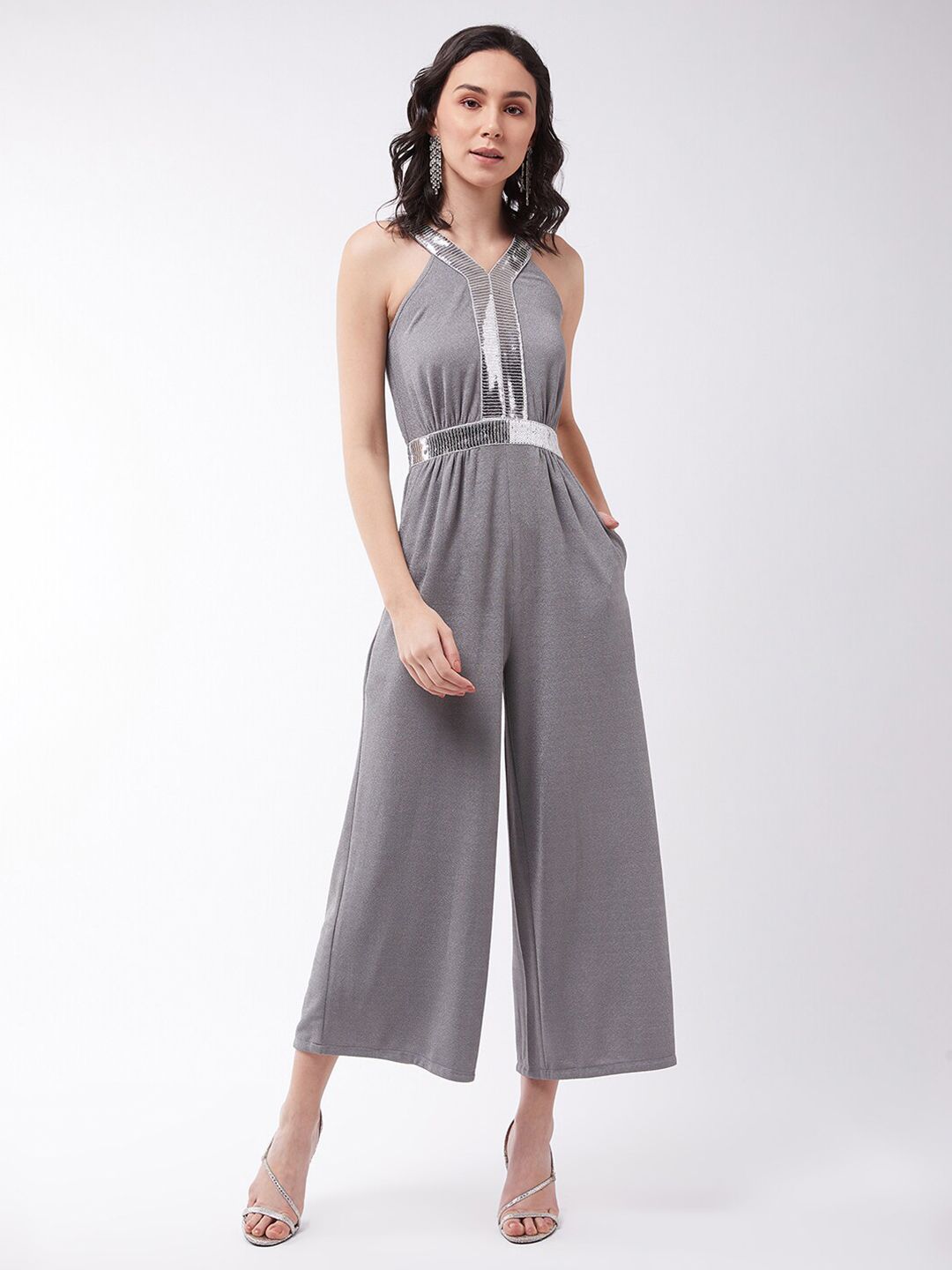 Miss Chase Grey Culotte Jumpsuit Price in India