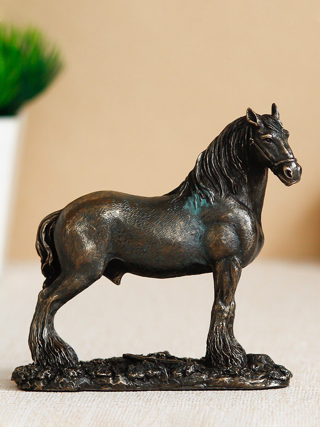 eCraftIndia Brown Handcrafted Horse Cold Cast Figurine Showpiece Price in India