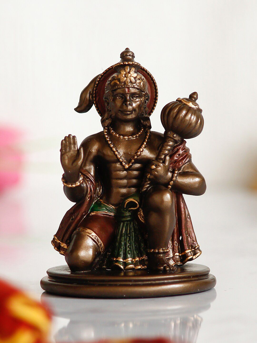 eCraftIndia Brown & Green Lord Hanuman Decorative Showpiece Price in India