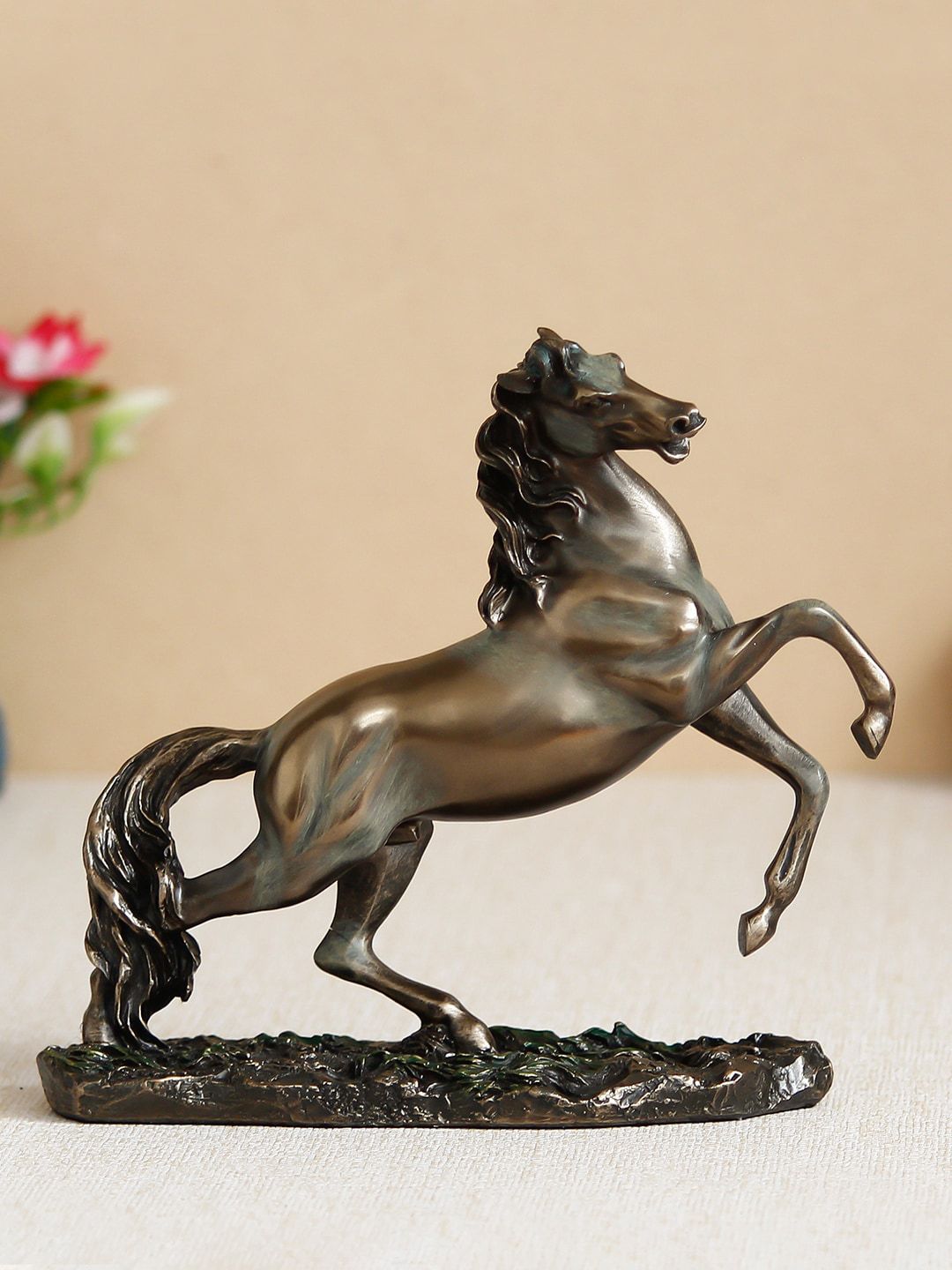 eCraftIndia Brown Running Horse Cold Resin Decorative Figurine Price in India