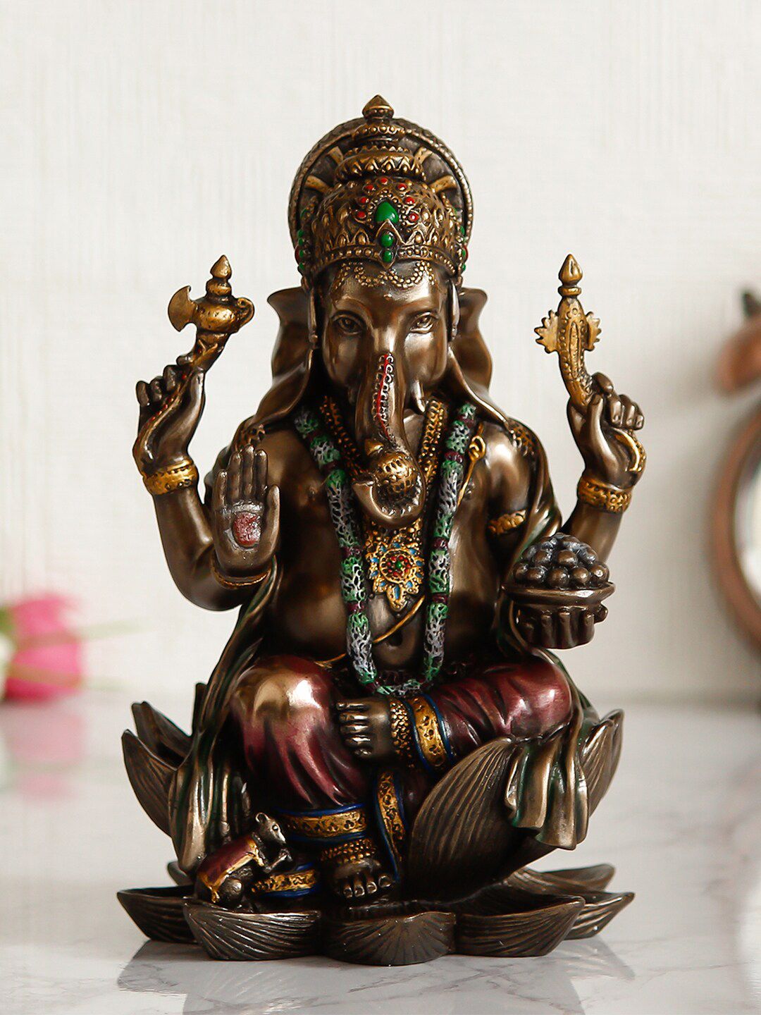 eCraftIndia Brown Lord Ganesha Resin Figurine Price in India