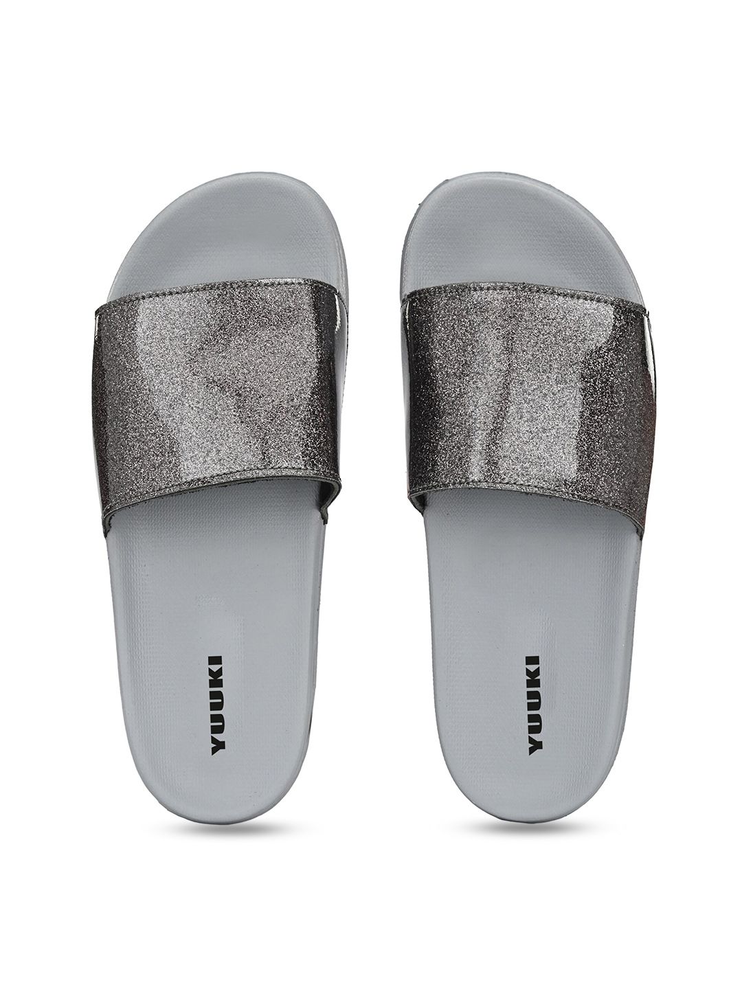 Yuuki Women Grey Printed Sliders Price in India