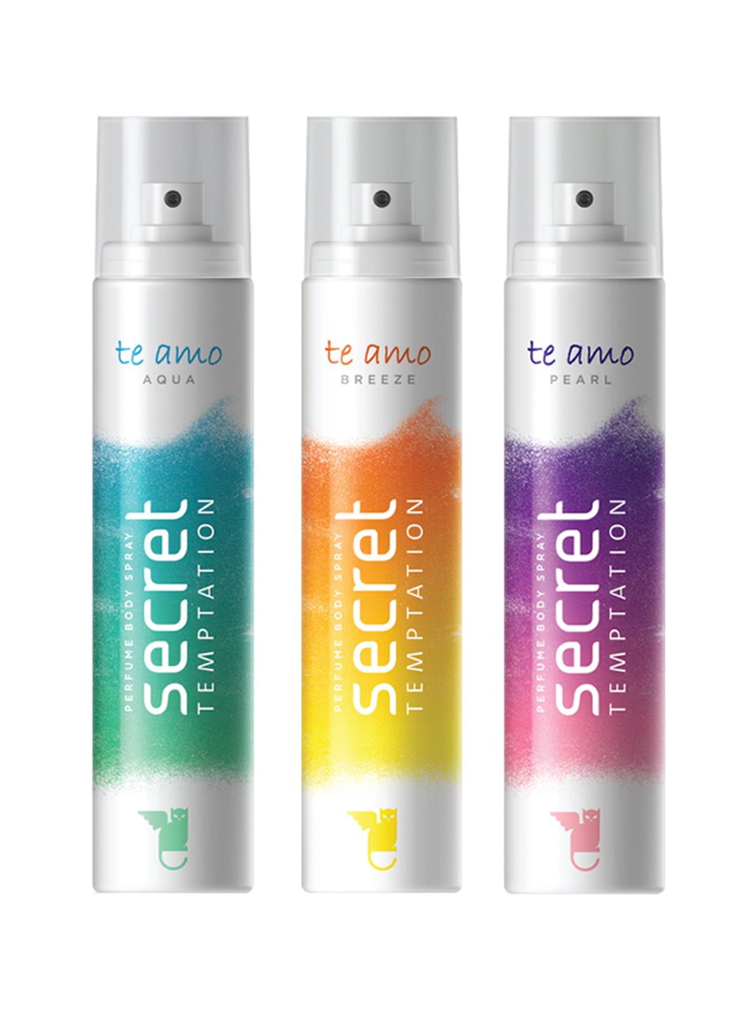 Secret Temptation Set of 3 Te Amo Aqua Breeze & Pearl No Gas Perfumes 120ml each