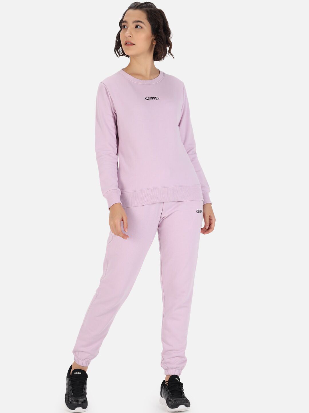 GRIFFEL Women Purple Solid Cotton Tracksuit Price in India