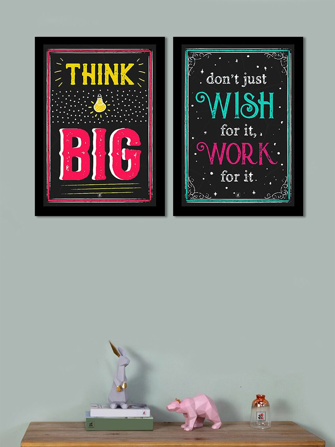 Art Street Black Set of 2 Motivational Quotes Digital Art Print Price in India