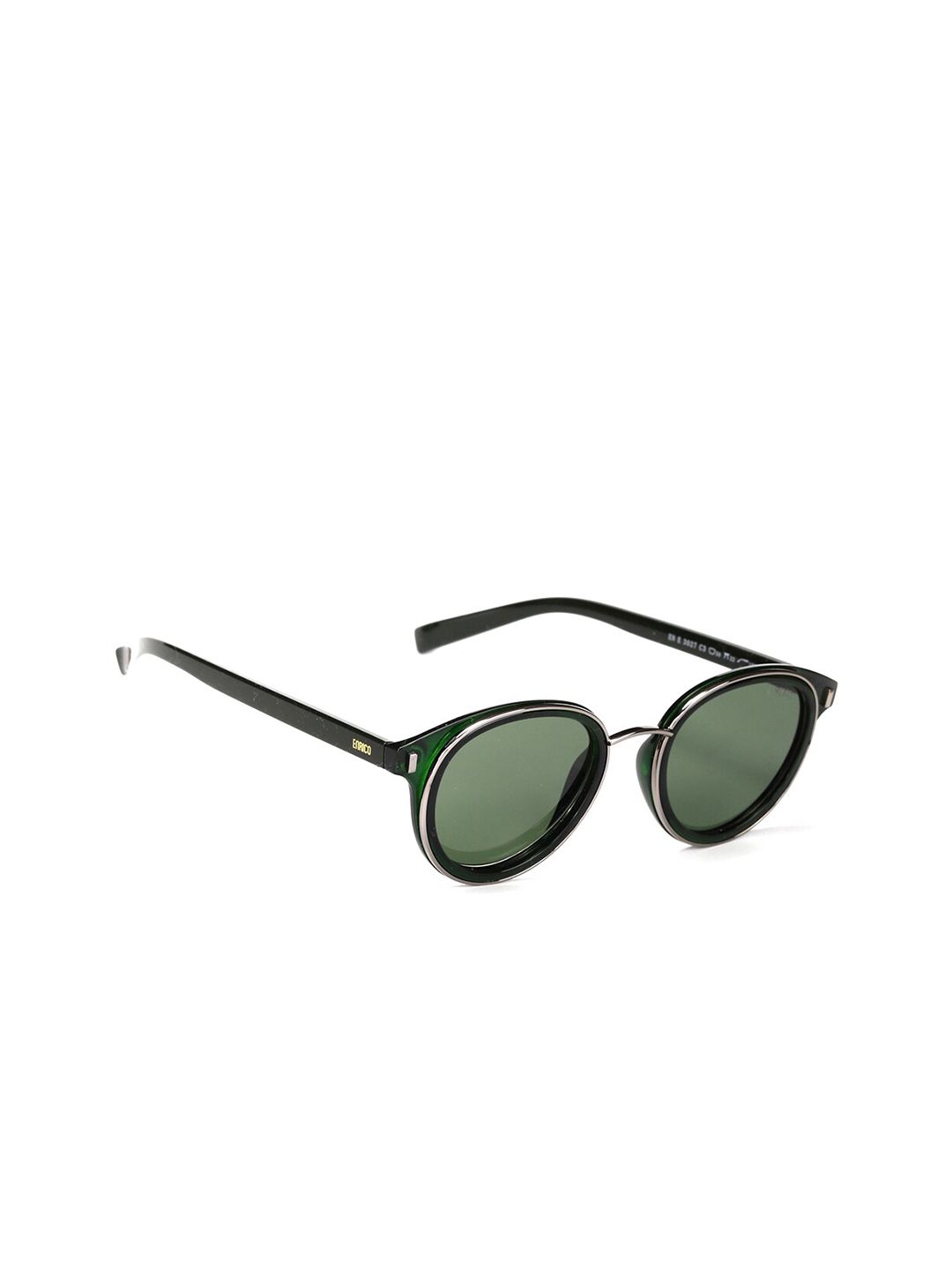 ENRICO Unisex Green UV Protected Round Unisex Sunglasses EN E 3027 C3