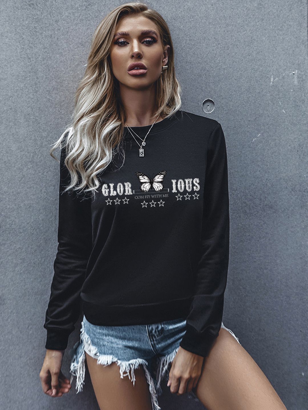 URBANIC Women Black Printed Sweatshirt Price in India