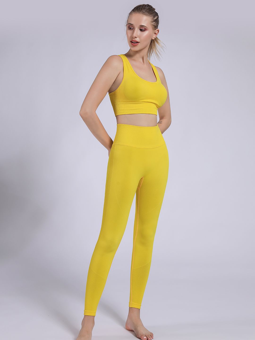 URBANIC Women Yellow Solid Slim Fit Yoga Track Suit Price in India