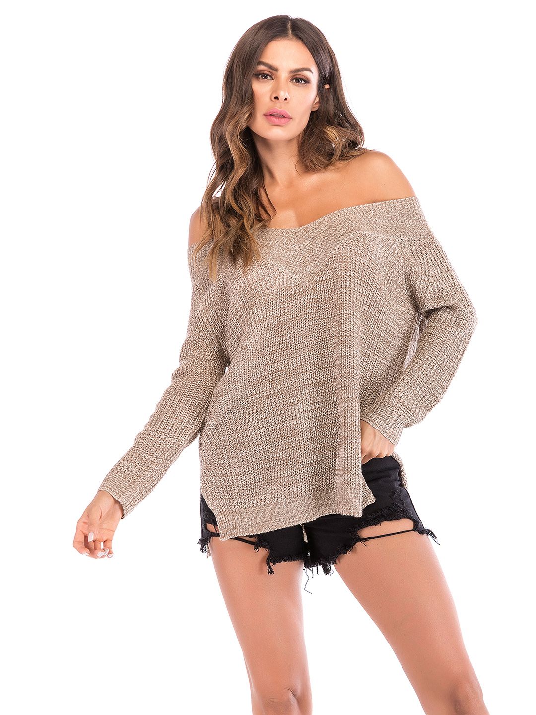 URBANIC Women Beige Self Design Pullover Price in India