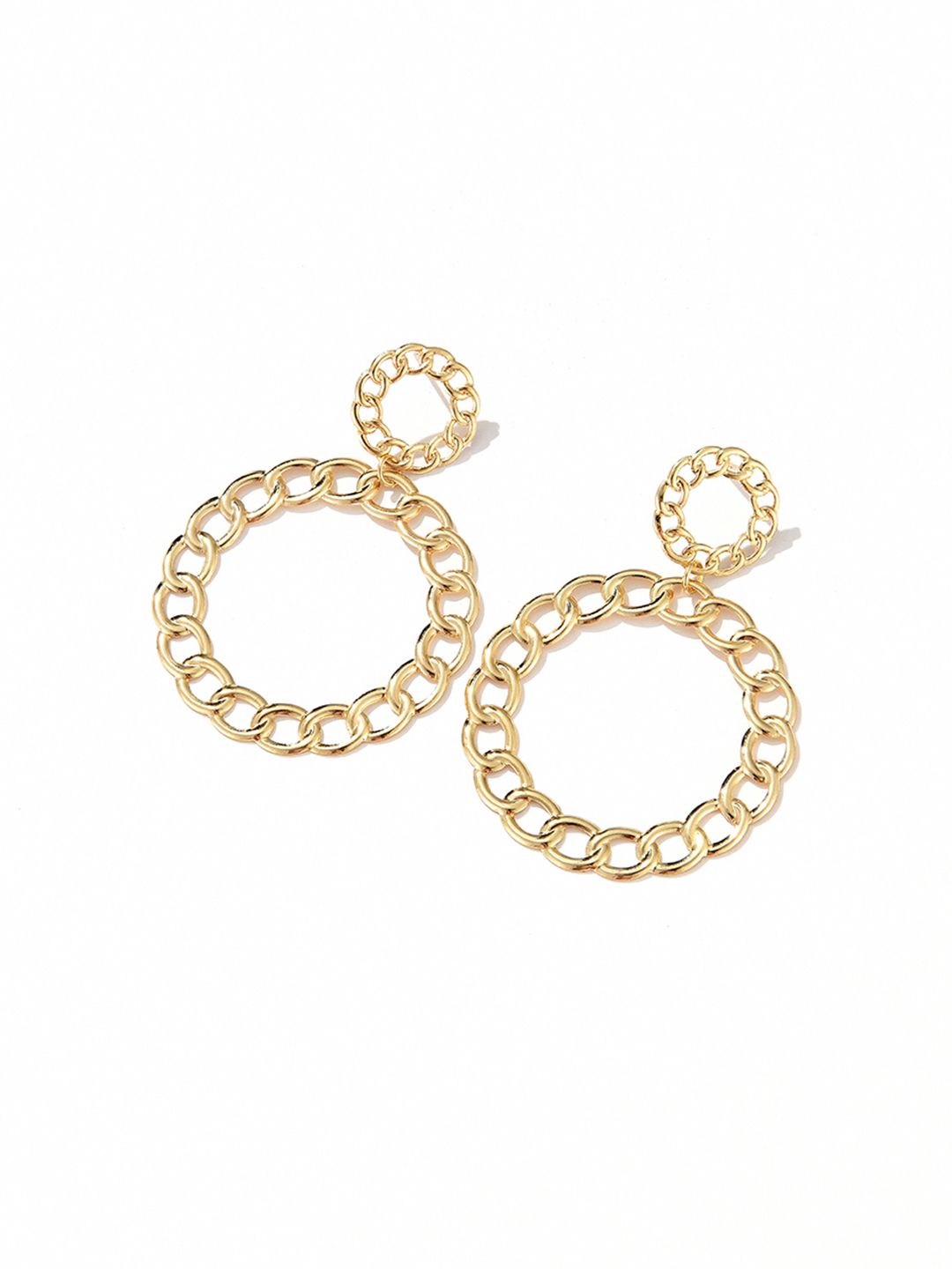 URBANIC Gold-Toned Circular Drop Earrings Price in India