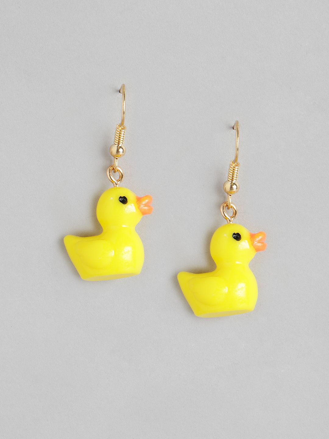 URBANIC Yellow & Gold-Toned Duck Shaped Drop Earrings Price in India