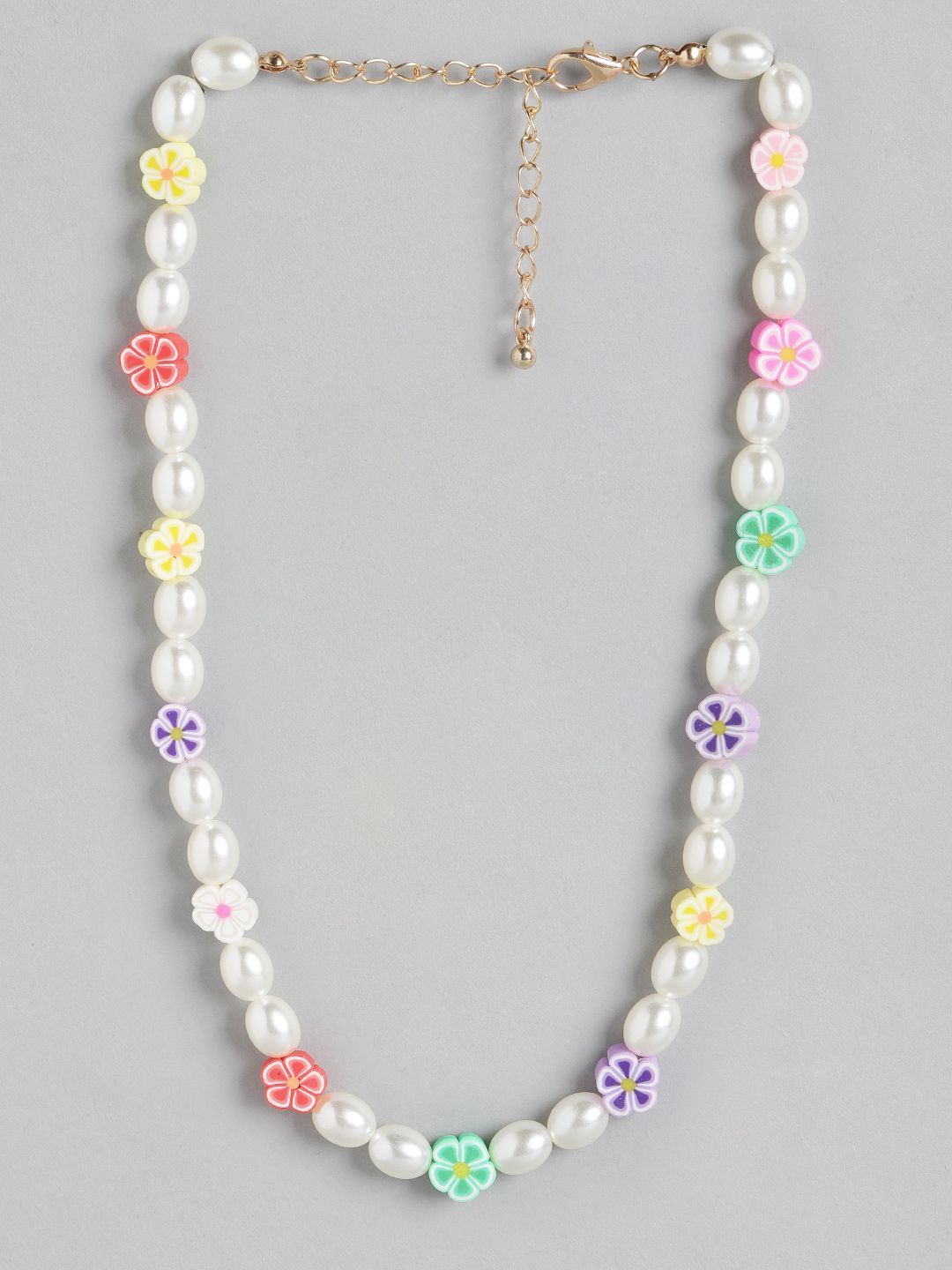 URBANIC White Beaded Bohemian Necklace Price in India