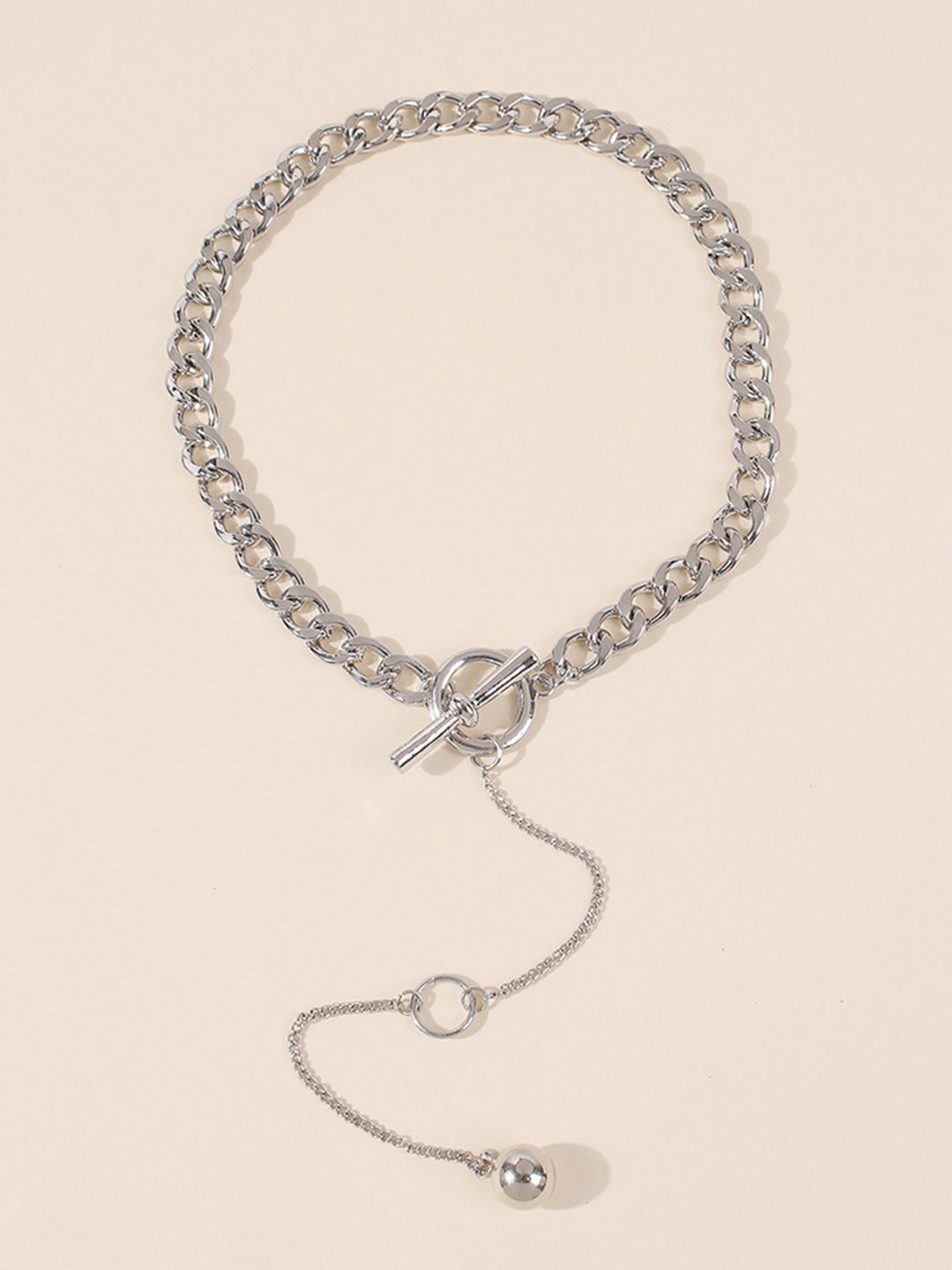 URBANIC Silver-Toned Link Chain Necklace Price in India