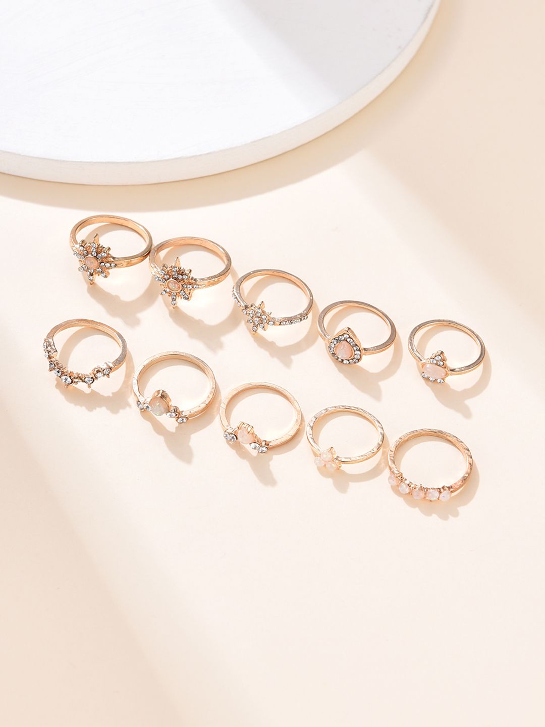 URBANIC Set of 10 Gold-Toned Finger Rings Price in India