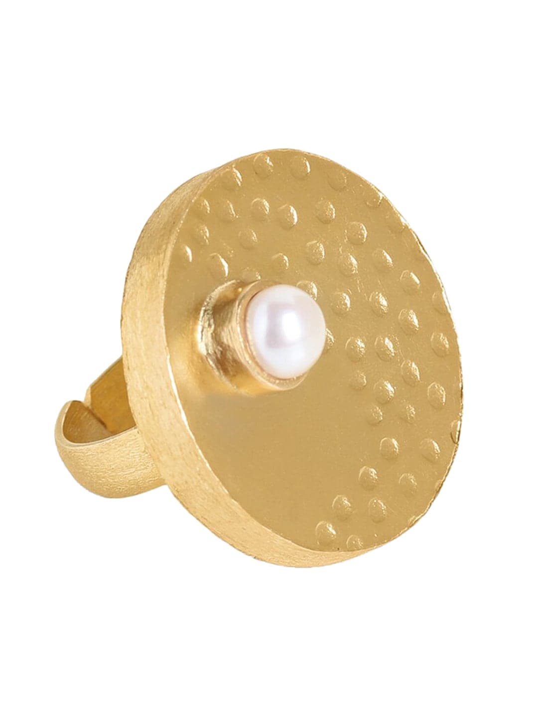 Mikoto by FableStreet 18KT Gold-Plated & White Pearl-Studded Adjustable Finger Ring Price in India
