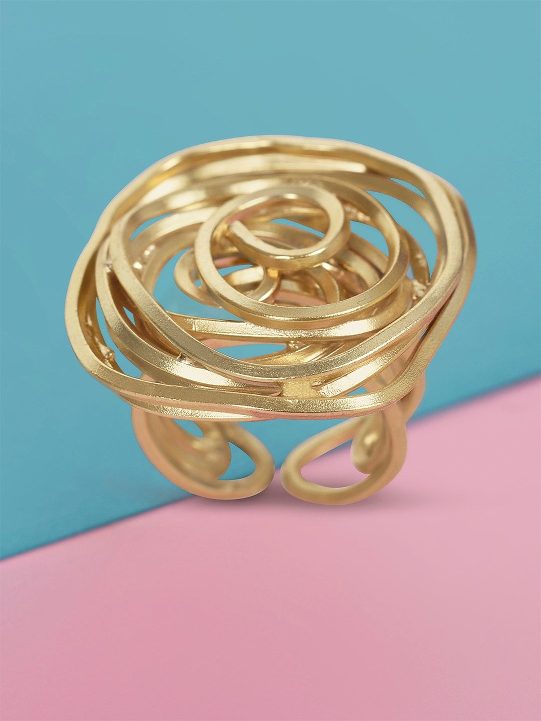 Mikoto by FableStreet Gold-Plated Coiled Handcrafted Finger Ring Price in India