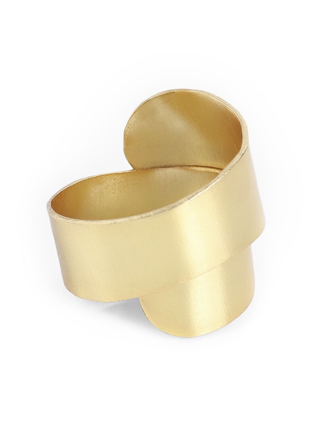 Mikoto by FableStreet Women Gold-Plated Overlap Hoop Adjustable Handcrafted Finger Ring Price in India