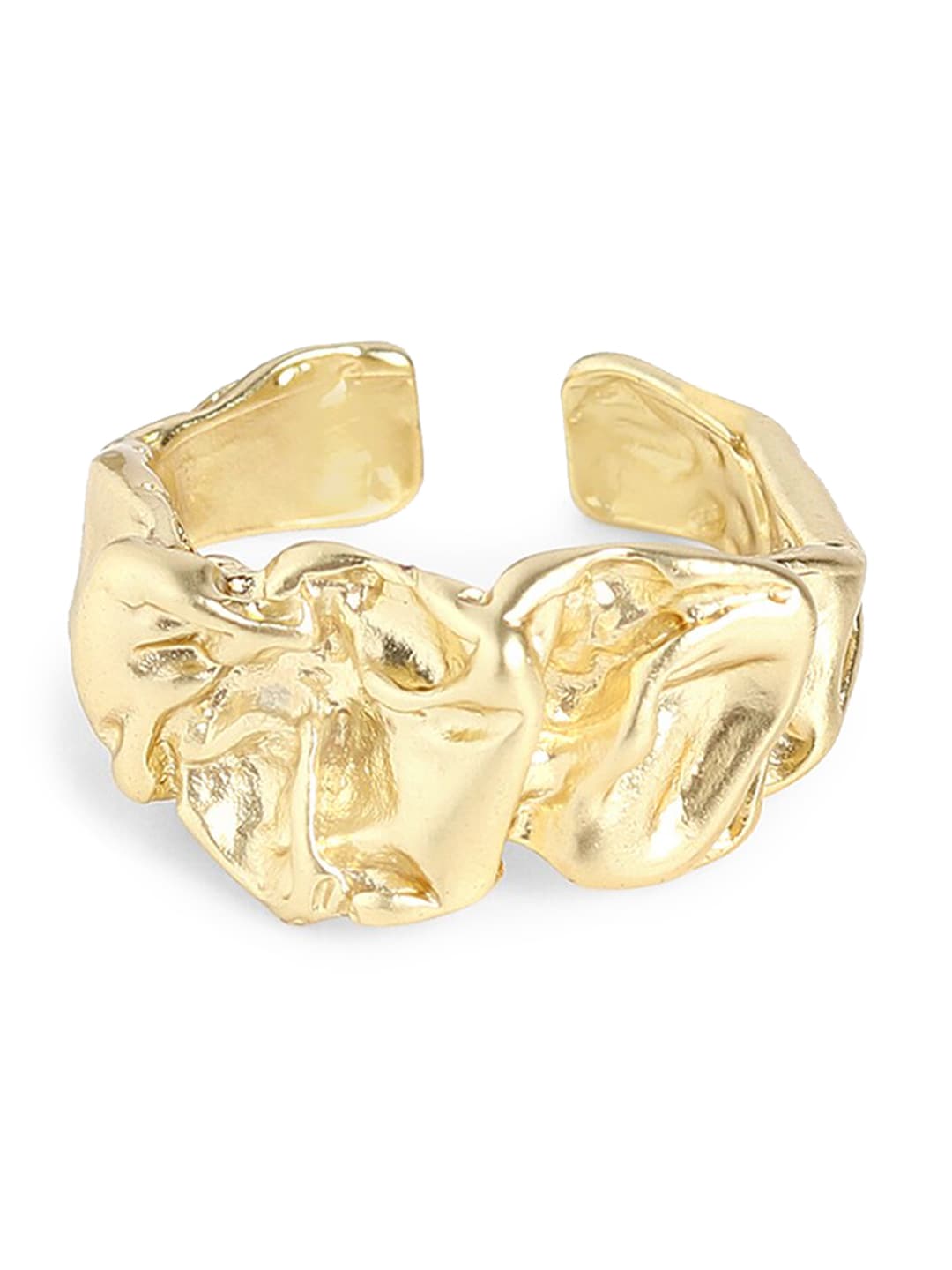 Mikoto by FableStreet Gold-Plated Textured Adjustable Finger Ring Price in India