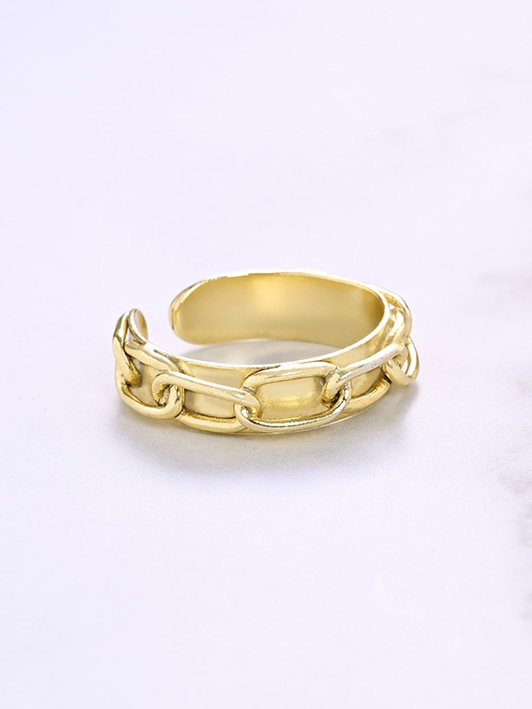 Mikoto by FableStreet Gold-Plated Link Chain Handcrafted Adjustable Finger Ring Price in India