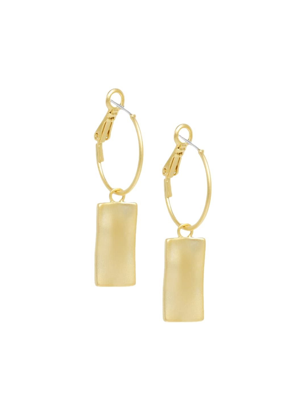 Mikoto by FableStreet Gold-Toned Geometric Half Hoop Earrings Price in India