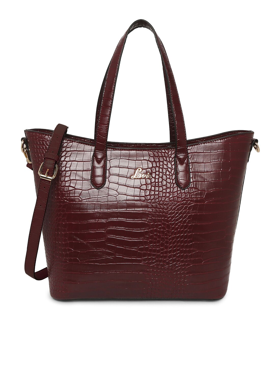 Lavie Red Animal Textured PU Shopper Shoulder Bag Price in India
