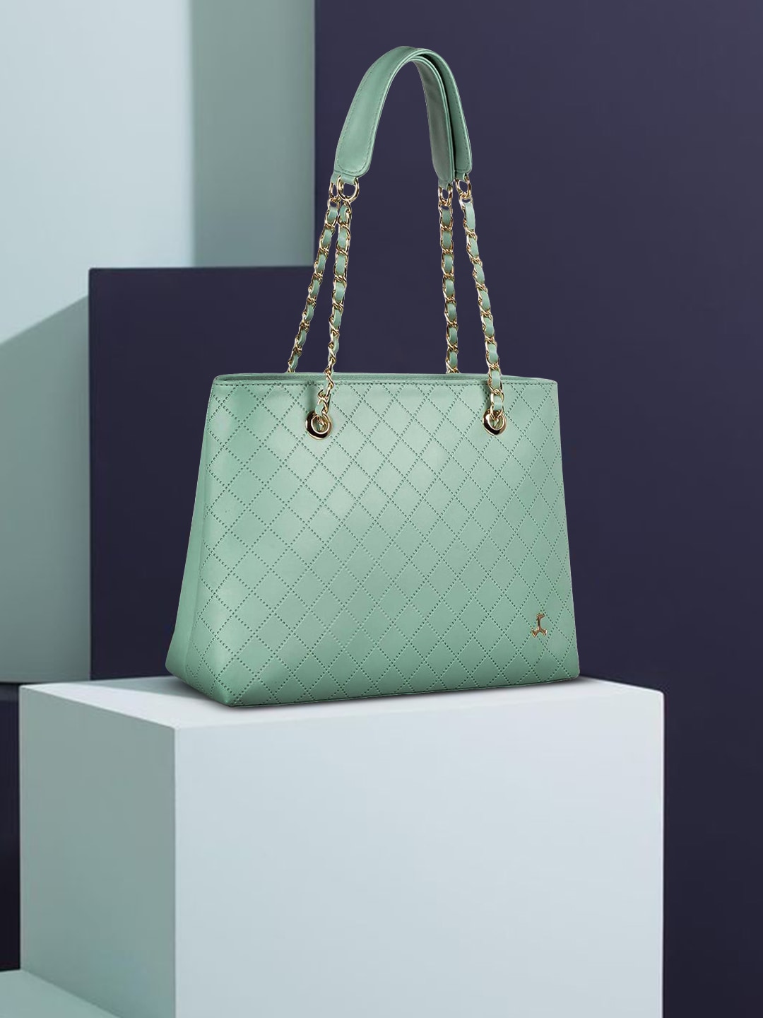 Mochi Green Textured PU Structured Shoulder Bag Price in India