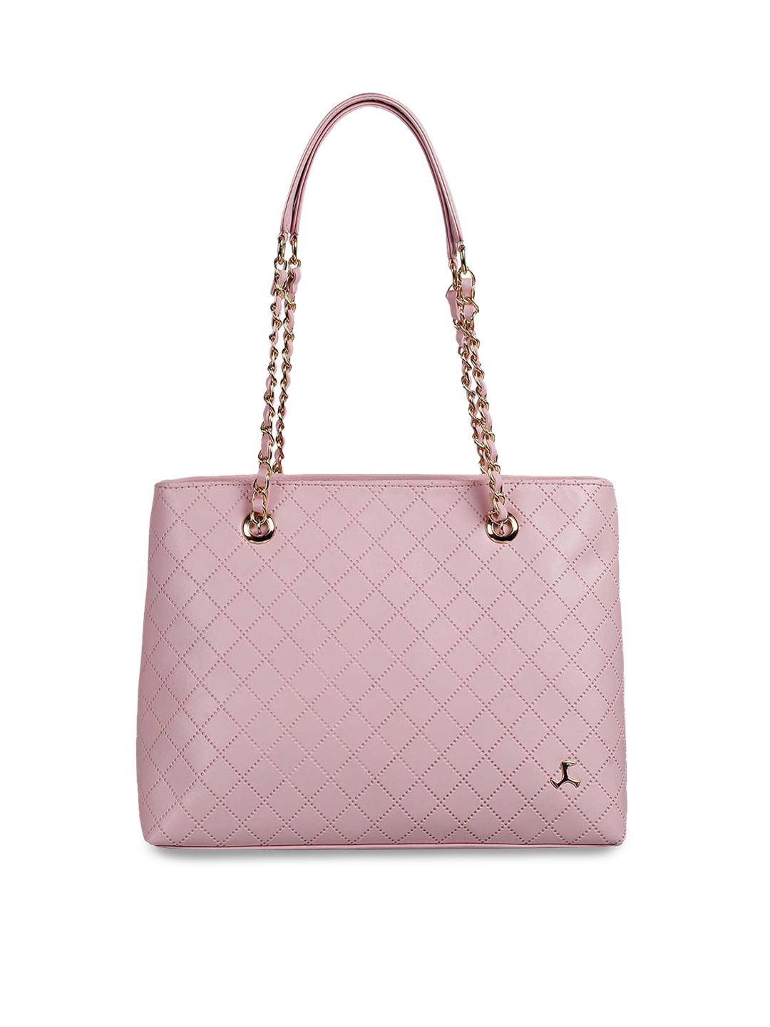 Mochi Pink Textured PU Structured Shoulder Bag with Quilted Price in India