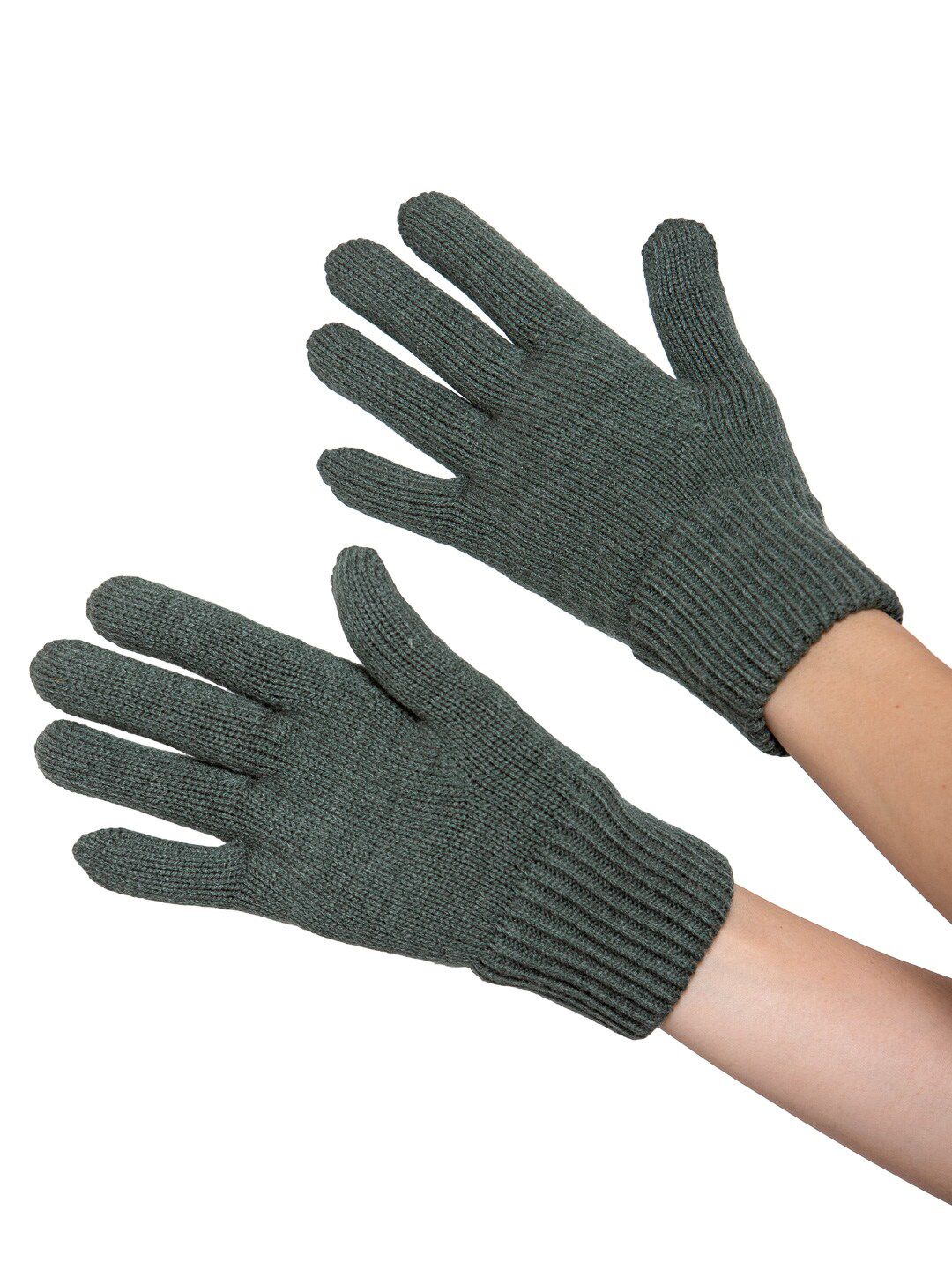 513 Women Green Solid Knitted Gloves Price in India
