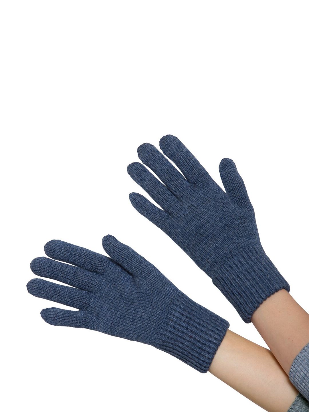 513 Women Blue Solid Knitted Gloves Price in India
