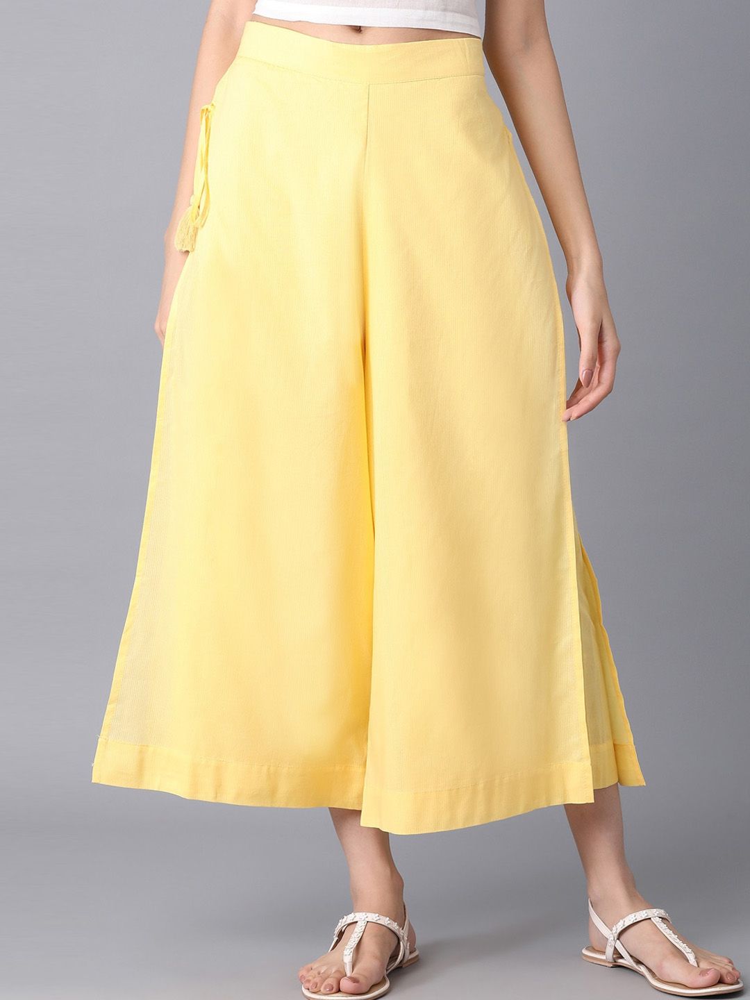 elleven Women Yellow Loose Fit Culottes Trousers Price in India