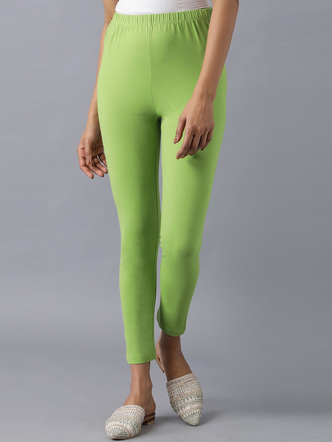 elleven Women Green Solid Ankle Length Leggings Price in India