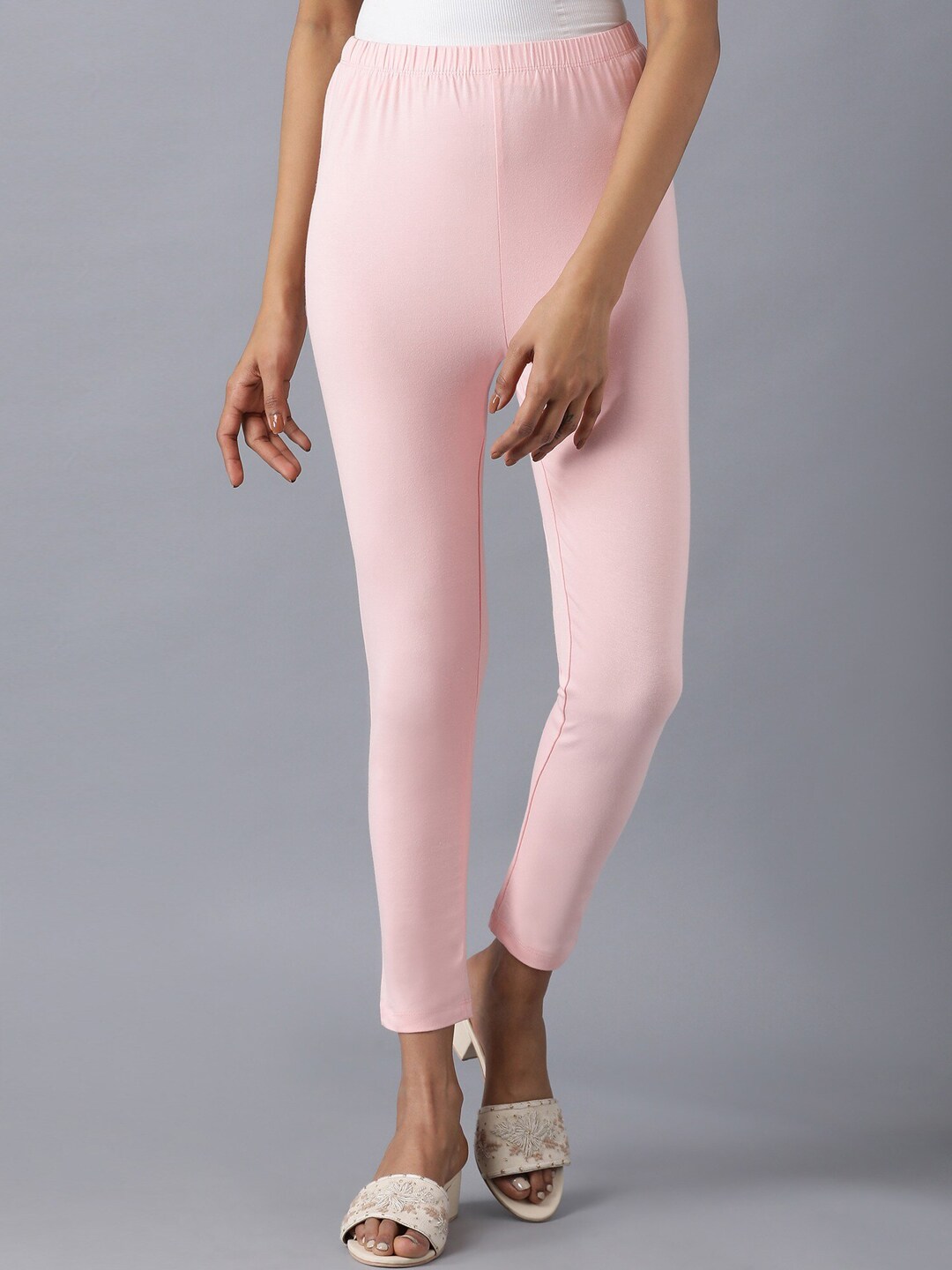 elleven Women Pink Solid Ankle Length Leggings Price in India