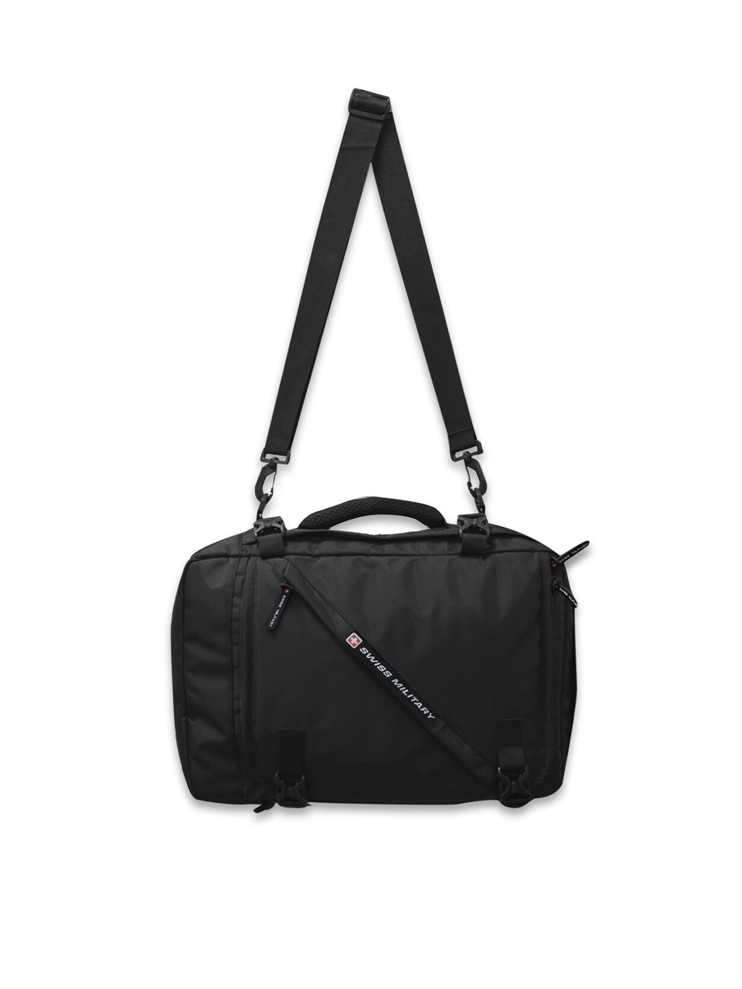 SWISS MILITARY Black Brand Logo Backpack Cum Sling Bag Price in India
