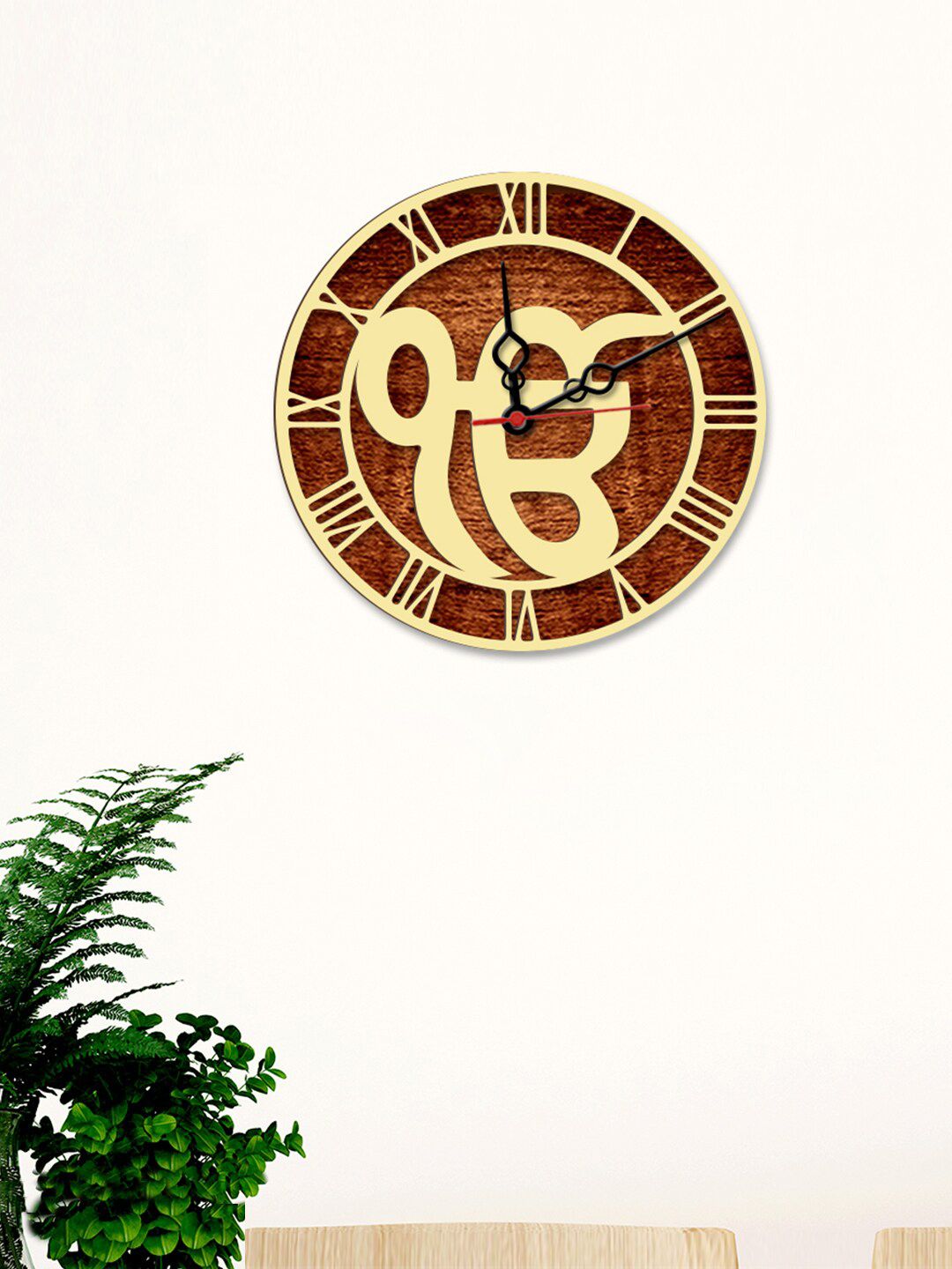 WALLMANTRA Brown & Beige  Onkar Dual Layer Textured Contemporary Wall Clock Price in India